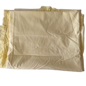 Vintage Linen & Lace Yellow Tablecloth